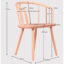 Nest Dream Chaise de salle à manger sculptée à la main avec accoudoirs en bois de hêtre naturel - Organic pas cher