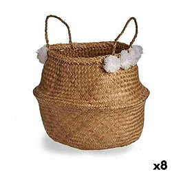 Gift Decor Panier décoratif Pompons Blanc Naturel Joncs 8 L 32 x 30 x 32 cm (8 Unités)