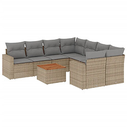 vidaXL Salon de jardin avec coussins 9pcs mélange beige résine tressée