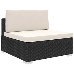 vidaXL Siège central sectionnel 1 pc et coussins Résine tressée Noir 