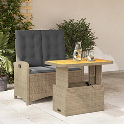 Maison Chic Ensemble à manger d'extérieur 2 pcs avec coussins,Salon de jardin,Mobilier de jardin beige poly rotin -GKD477414