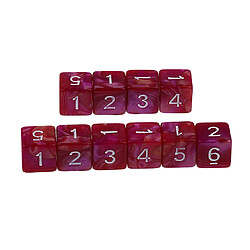 10pcs 6 sided dés d6 dés polyédriques pour les jeux de table des donjons et des dragons rouge violet