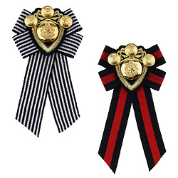 2 Pièces Broches à Pince en Tissu Métal Accessoire pour Uniforme Costume broche à pince de nœud papillon