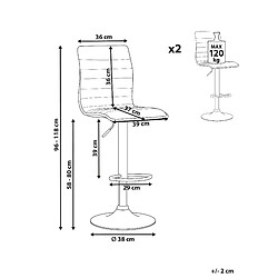 Avis Beliani Tabouret de bar Set de 2 Cuir PU Noir LUCERNE