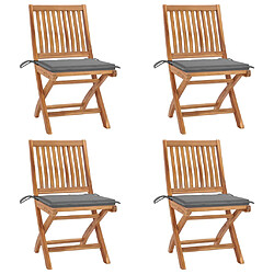 vidaXL Chaises pliables de jardin avec coussins lot de 4 Teck solide