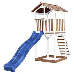 AXI Beach Tower Aire de Jeux avec Toboggan en bleu & Bac à Sable | Grande Maison enfant extérieur en marron & BLANC | Cabane de Jeu en Bois FSC 