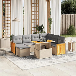 vidaXL Salon de jardin avec coussins 8 pcs beige résine tressée 