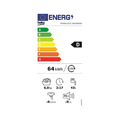 Lave-linge hublot 6kg 1200 tours/min - WUE6612S1S - BEKO