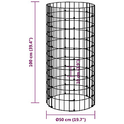 vidaXL Poteau à gabion circulaire Acier galvanisé Ø50x100 cm pas cher