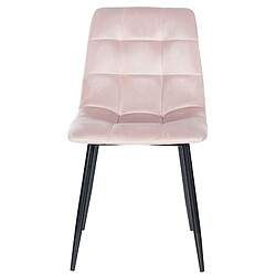 Avis Decoshop26 Lot de 4 chaises de salle à manger style moderne et confortable en tissu velours rose et métal noir 10_0001792