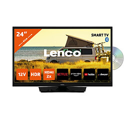 Lenco 24" Smart TV avec lecteur DVD intégré et adaptateur voiture 12 V DVL-2483BK Noir 