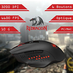 Acheter Souris Gamer Redragon GAINER (M610) 6 boutons, 3200 DPI, optique, filaire USB, rétroéclairage LED 4 couleurs suivant DPI