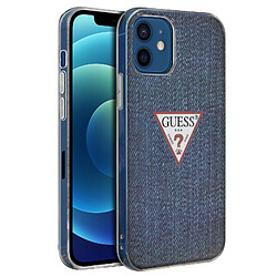 Guess Maroquinerie Coque iPhone 12 / 12 Pro Effet Denim Guess Jeans Series Guess Bleu Foncé