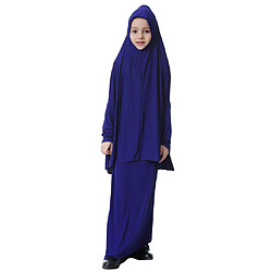 fille musulmane islamique manches longues deux pièces robe de prière abaya bleu m