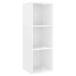 Maison Chic Ensemble de meubles TV 3 pcs pour salon - Blanc brillant Aggloméré -MN37280 pas cher