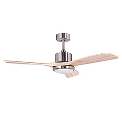 Ventilateur Plafond Kekai Tramontana DC 132x40cm 55W Argent avec Pales en Bois, Lumière Réglable, Minuterie, Application Smart 