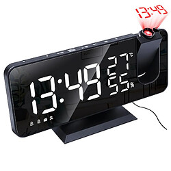 Universal Réveil à miroir LED Température Thermomètre Service d'assistance Heure et date Affichage Projecteur Calendrier Chargeur USB Tableau Horloge numérique LED | Radio(Le noir) 