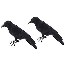 Oiseau artificiel Crow de plumes 2 PCS Corbeau Réaliste à Plumes Noir