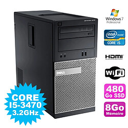 PC Tour DELL Optiplex 3010 MT Intel I5-3470 Graveur 8Go 480Go SSD HDMI Wifi W7 · Occasion 