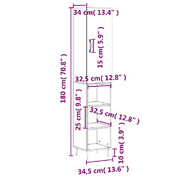 vidaXL Buffet haut Chêne marron 34,5x34x180 cm Bois d'ingénierie pas cher