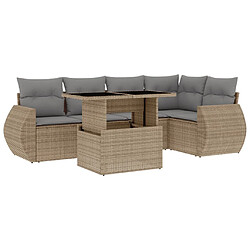 vidaXL Salon de jardin avec coussins 6 pcs beige résine tressée