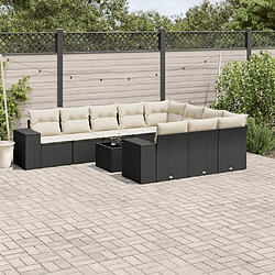 Maison Chic Salon de jardin 11 pcs avec coussins | Ensemble de Table et chaises | Mobilier d'Extérieur noir résine tressée -GKD15345