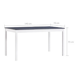 vidaXL Table à manger Blanc et gris 140x70x73 cm Bois de pin pas cher