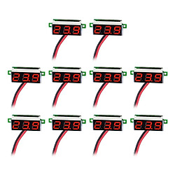 Wewoo Voltmètre Tensiomètre numérique 10 PCS 0,36 pouces à 2 fils, Affichage couleur, Tension de mesure: DC 2.5-30V (Rouge)