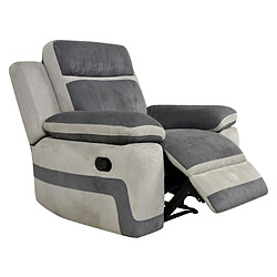 Vente-Unique Fauteuil relax en microfibre anthracite et bandes gris clair TALCA pas cher