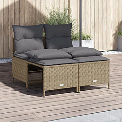 vidaXL Salon de jardin avec coussins 4 pcs beige résine tressée 