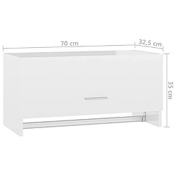 vidaXL Garde-robe blanc brillant 70x32,5x35 cm bois d'ingénierie pas cher