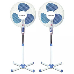 Jeunesse 2 Ventilateurs sur pied Blanc/Bleu 40 cm Electrotek EF-F16SF