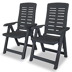 vidaXL Chaises inclinables de jardin lot de 2 Plastique Anthracite