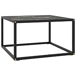 vidaXL Table basse Noir avec verre marbre noir 60x60x35 cm 