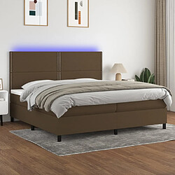 vidaXL Sommier à lattes de lit matelas et LED Marron foncé 200x200 cm 