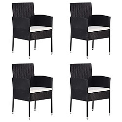 vidaXL Chaises de jardin coussins blanc crème 4pcs noir résine tressée 