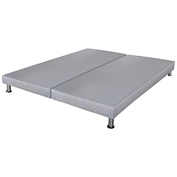 Ebac Sommier déco SR9 + pieds - Gris clair 2x90x190 - Lattes bois massif - H.13 cm 