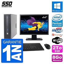 PC HP 600 G2 SFF Ecran 22" Intel G4400 RAM 8Go SSD 2To Windows 10 Wifi - Occasion