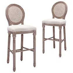 vidaXL Tabourets de bar lot de 2 blanc lin 