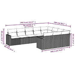 Avis vidaXL Salon de jardin 10 pcs avec coussins noir résine tressée