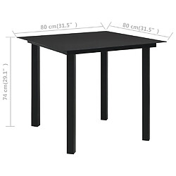 Acheter vidaXL Table à dîner de jardin Noir 80x80x74 cm Acier et verre