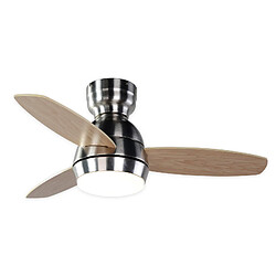 Ventilateur de Plafond Kekai Mistral DC 92x34 cm 55W Argent avec Pales en Bois, Lumière Réglable, Minuterie et Télécommande 