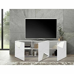 Tbs Ensemble Sejour : Buffet 3P 181 cm + Meuble TV 181 cm - Victory - Blanc laqué pas cher