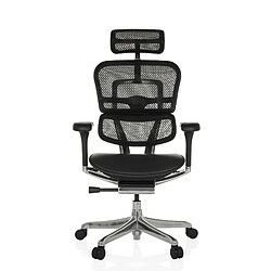 Chaise de bureau / fauteuil de direction ERGOHUMAN GEN2 assise cuir / dossier maille noir hjh OFFICE 