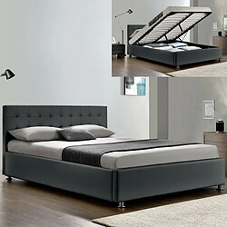 Meubler Design Lit Complet Sommier Relevable + Tête De Lit + Cadre De Lit Capitole - Gris - 140x190