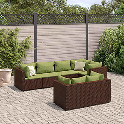 vidaXL Salon de jardin avec coussins 7 pcs marron résine tressée 