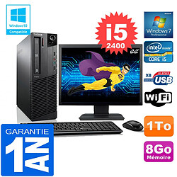 PC Lenovo M92p SFF Core I5-2400 Ram 8Go Disque 1 To Wifi W7 Ecran 22" - Occasion