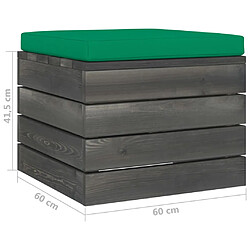 vidaXL Repose-pieds palette de jardin 2 pcs avec coussins Bois de pin pas cher