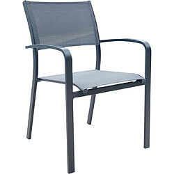 JardiLINE Fauteuil empilable en aluminium et textilène Milos anthracite. Fauteuil empilable en aluminium et textilène Milos anthracite