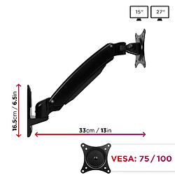 Avis Duronic DM55W1X1 Support mural d'écran PC | Mécanisme à ressort | Ajustement à la volée | Hauteur ajustable | Compatibilité avec moniteur VESA 75/100 | Fixation au mur | Passe câble inclus | Aluminium